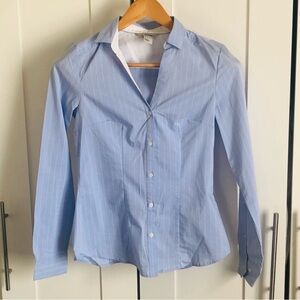 H&M Blue and White Stripes Button Down Polo Shirt